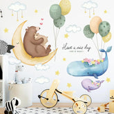 Bear & Whale Animal vinyl wall stickers for kids home decoration - Northern Interiors